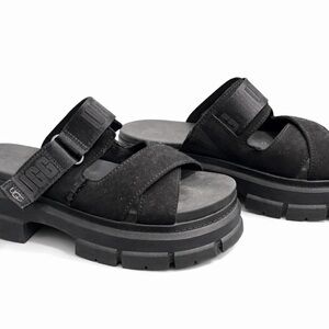 UGG Black Chunky Slide Sandals